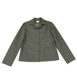 Neiman Marcus Womens Blazer Size 4 Olive‎ Green Wool Blend Career Jacket